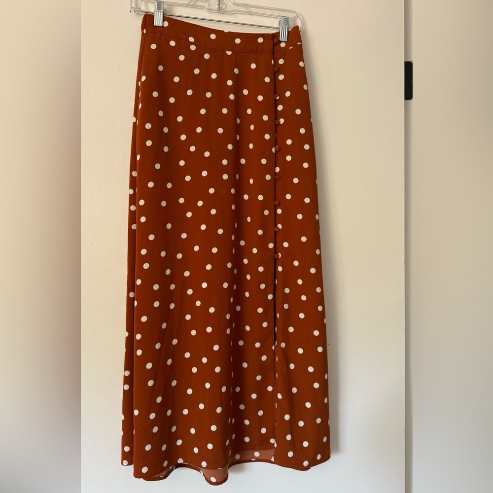 Burnt Orange Polka Dot Midi/Maxi Skirt